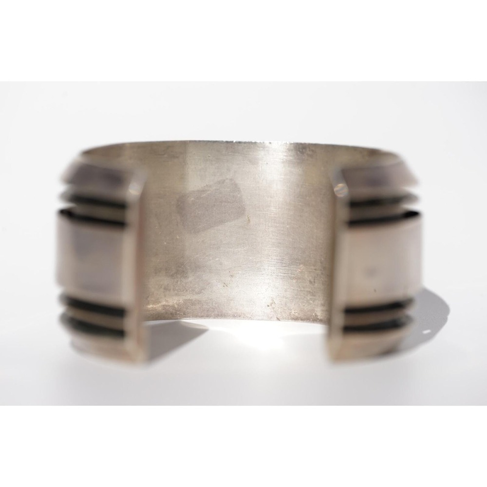 Old Pawn Native American Indian Sterling Silver Coral Cuff Bracelet - Heavy - Picture 5 of 9